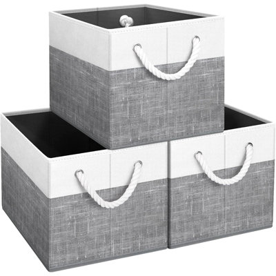 Storage Bins [3-Pack], Foldable Storage Baskets For Organizing Toys, Books, Shelves, Closet, Large Storage Box With Rope Handles, Sturdy Organizer Bins