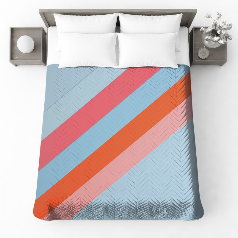 Couvre-lit matelassé à rayures colorées diagonales toutes tailles, Double