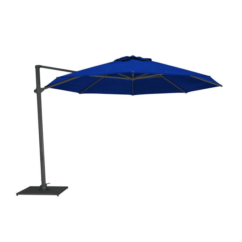 Pavone 11.5' Round Cantilever Umbrella (Grip Handle), Paver Frame, Black, Lemon