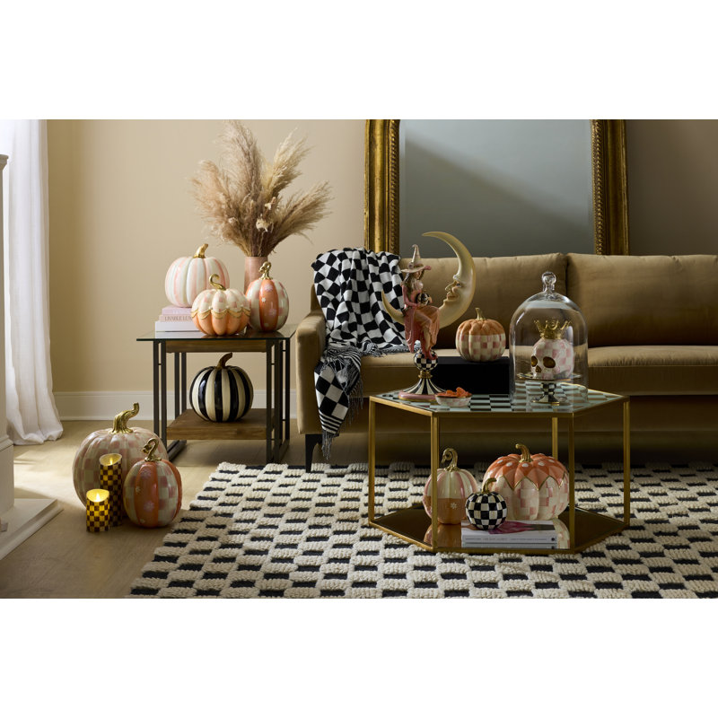 Stripe Medium Pumpkin, 11" H x 11.5" W x 11.5" D, Green