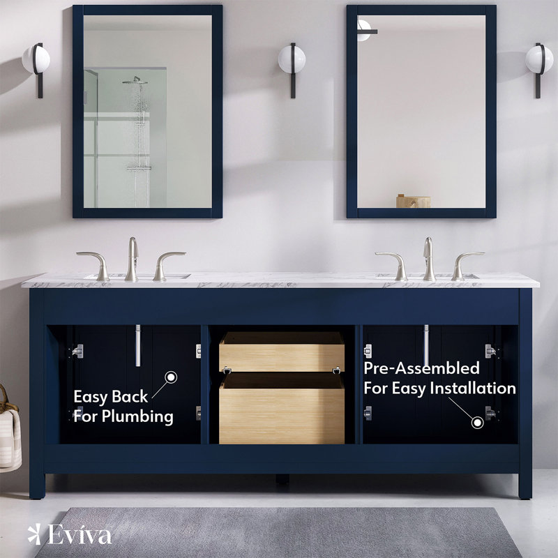 Artemis 60" Blue Double Sink Vanity with Quartz Top