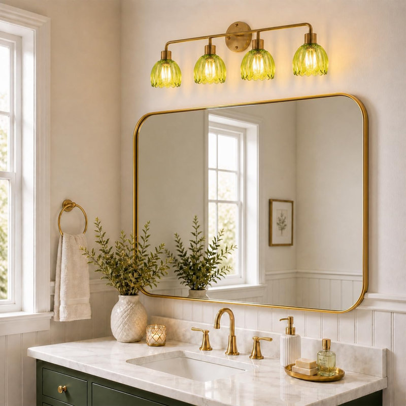 Luminaire de salle de bain, Vert / doré, 4