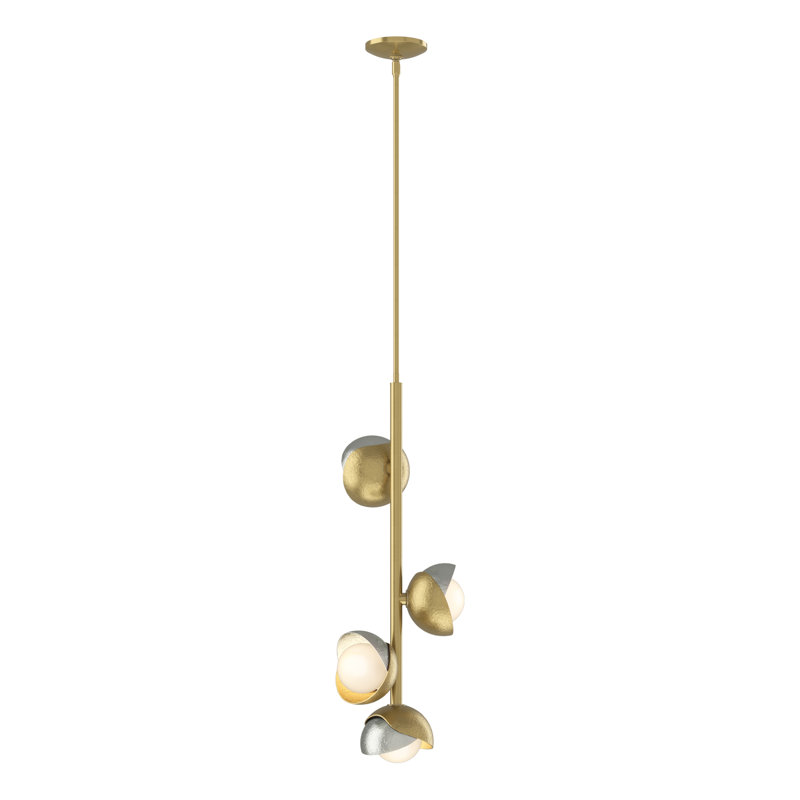 Luminaire suspendu grappe linéaire à 4 lumières Brooklyn, Argenté, Laiton moderne