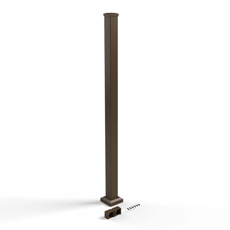 Poteau en aluminium avec supports H 51 po x l 2,5 po Inspire Railing, Brun