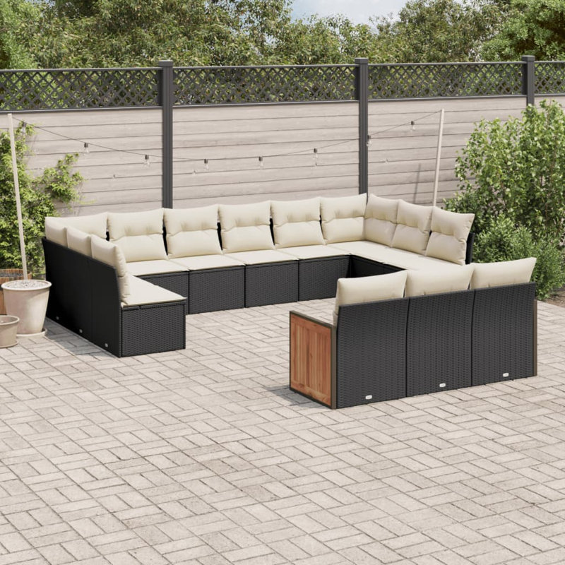 Vidaxl Garden Sofa Set, White Cushion/Black Frame