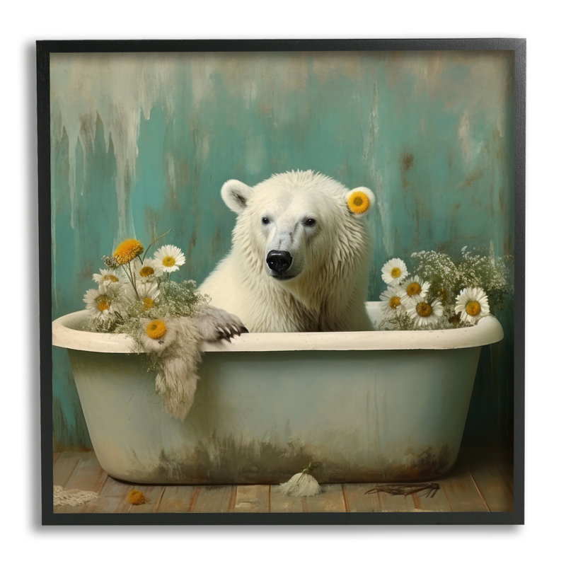 Ours polaire, art de la giclée encadrée par Lazar Studio, H 24 po x l 24 po, Giclée encadrée noir minuit