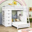 Lit superposé simple en bois 8 tiroirs avec bureau et tablettes Jadarrius Kids-1446923320
