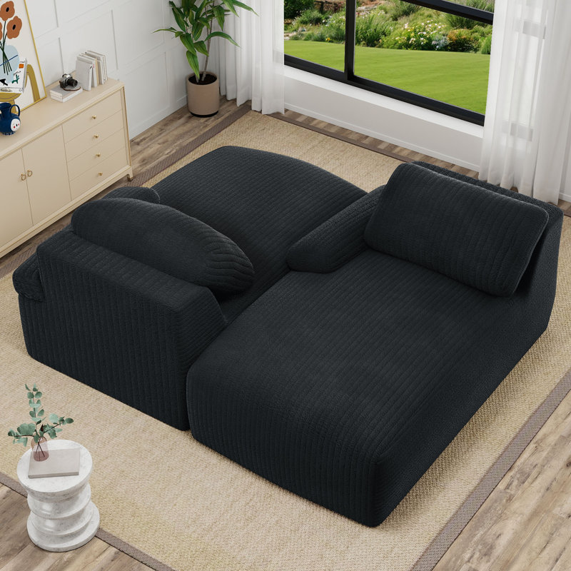 Canapé double rembourré avec assise profonde et 2 coussins Balconera