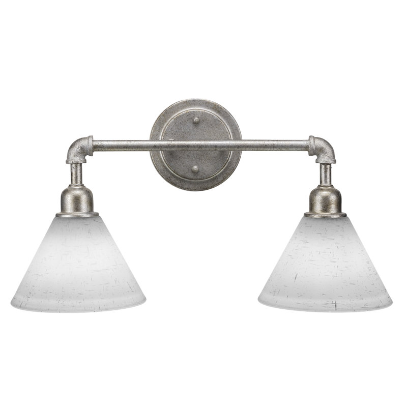 Éclairage pour meuble-lavabo 2 lumières rétro Topsham, Argent, Mousseline blanche