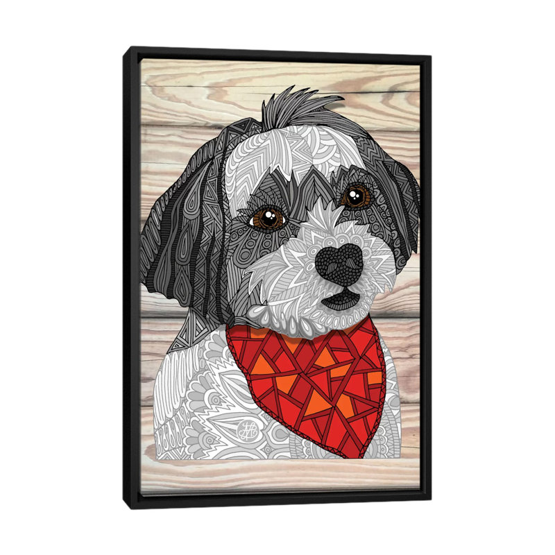 Max, le havanais, impression sur toile tendue, H 26 po x l 18 po x P 1,5 po, Toile avec cadre noir, Blanc