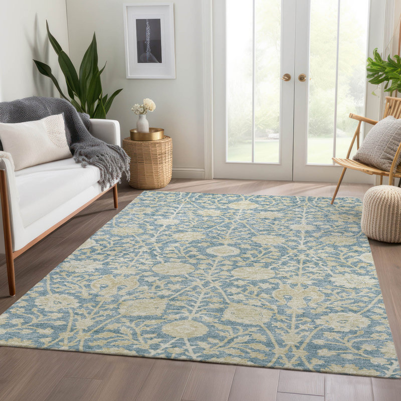 Tapis intérieur / extérieur lavable à la machine Chayden ACN1086 Sky, Rectangle de 10 pi x 14 pi