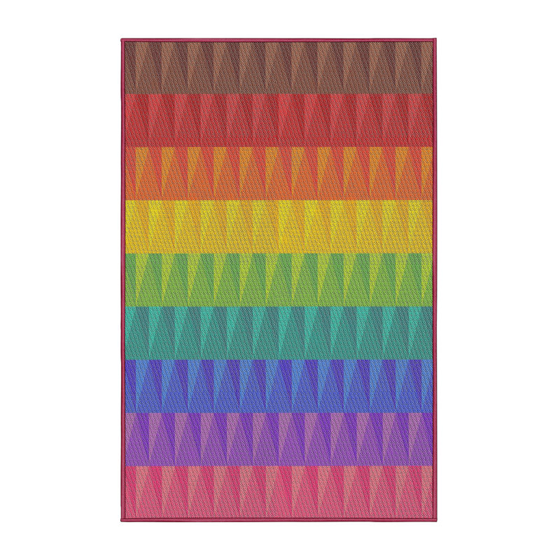 Tapis rouge/bleu marine à motifs, Rectangle 2 pi x 3 pi