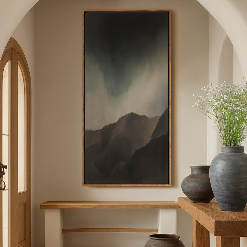 Très grand art mural rétro encadré pour art classique, H 60 po x l 30 po, Naturel