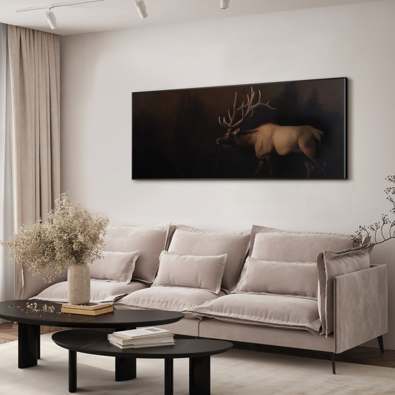 Très grande reproduction d'art sur toile - Elk Moose, H 24 po x l 60 po