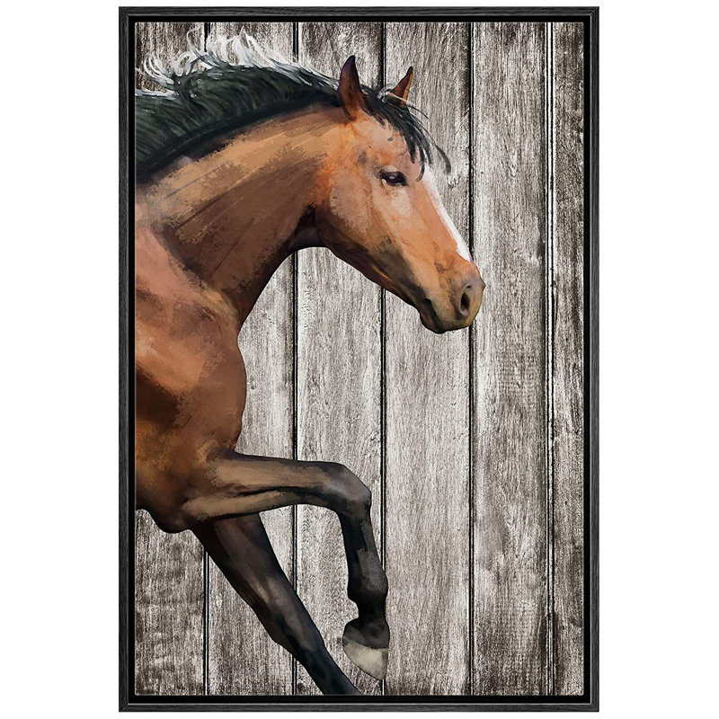 Impression sur toile encadrée, "Horse", Cadre noir, H 24 po x l 16 po x P 1,5 po