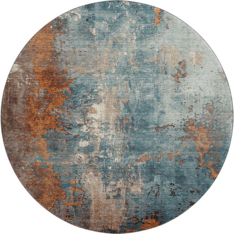 Premium Machine Washable Medena AMF1870 Abstract Rug, Round 8'