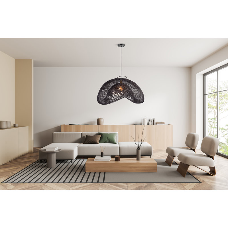 Luminaire suspendu en rotin Lucian, 24", Corde naturelle de 120 po