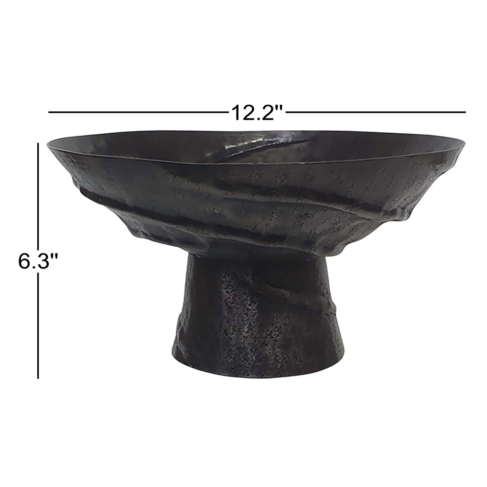 D12X6.5" Metal Pedestal Bowl With Textured Black Finish