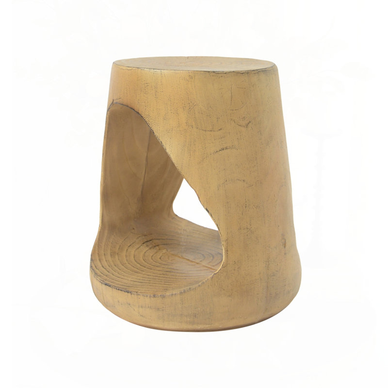 Wood-Like Texture MGO Hollow Side Table, Natural