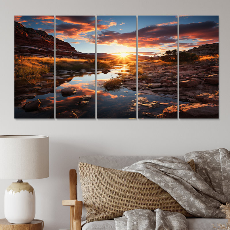 Coucher de soleil à Utah Mountain II - Ensemble de décorations murales en métal