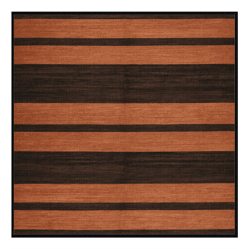 Tapis noir à rayures horizontales lavable à la machine, Carré 3 pi