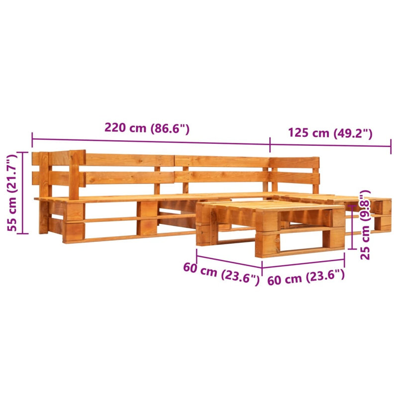 Faolan Pallet 6 Seater Conversation Set, Honey Brown