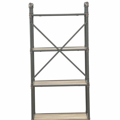Bibliothèque vintage à 4 niveaux en chêne et gris sable