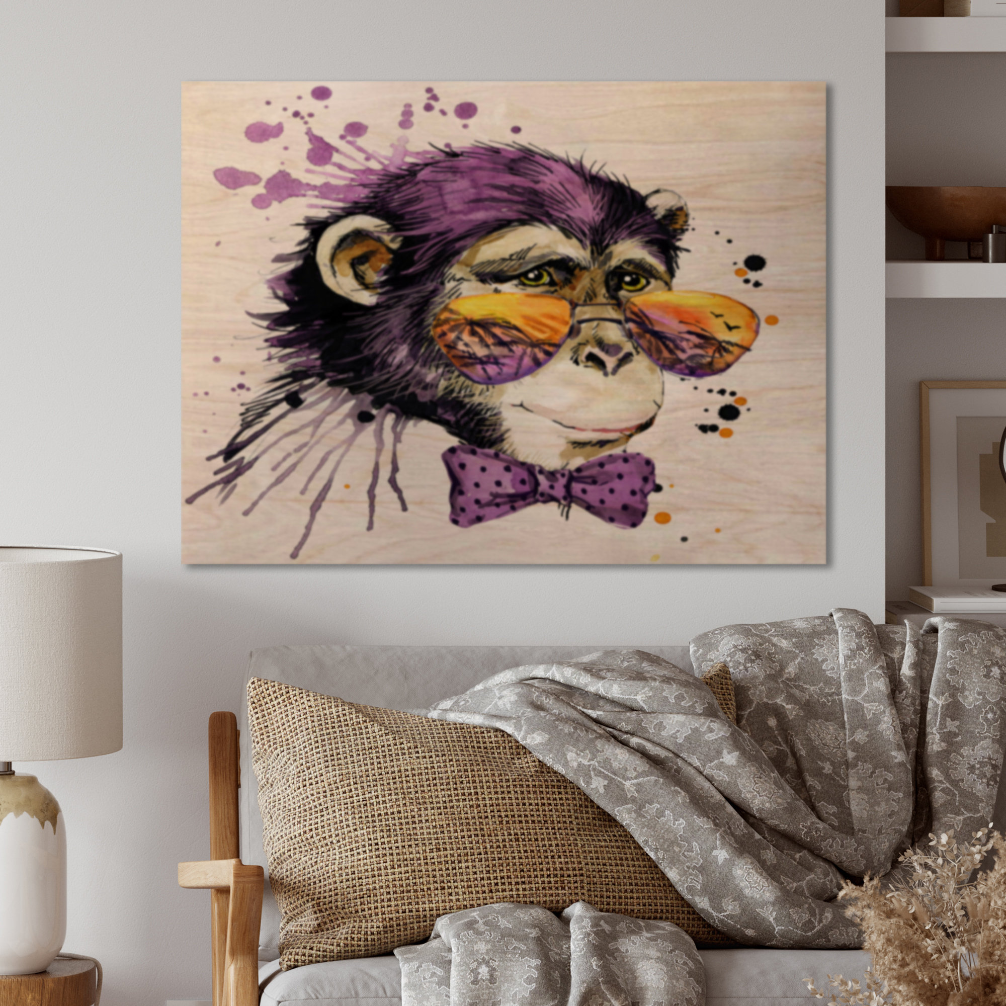 Trinx Cool Monkey - Traditional Wood Wall Art Panels - Natural Pine ...