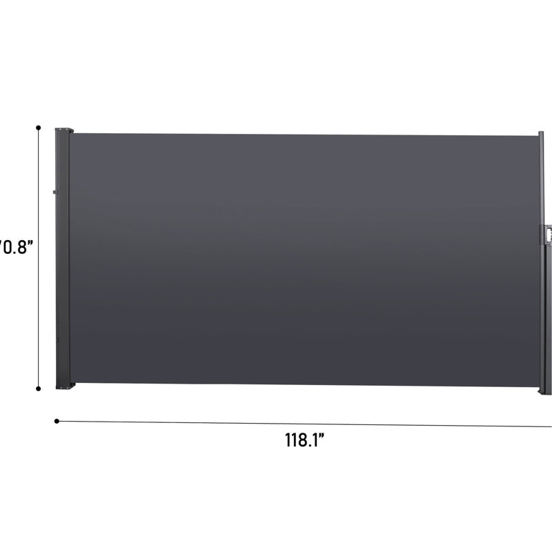 Auvent rétractable pour écran latéral -, intimité imperméable pour le jardin, le balcon, la cour. 118,1 po x 70,9 po, balcon gris foncé. 118,1 po x 70,9 po