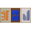 «Multicolor Mid-Century Modern Orange Blue», reproduction d'art encadrée sur toile 3 pièces-1385132804-1385132803
