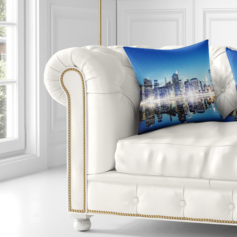 Oreiller cityscape skyscraper new york city, 18 po x 18 po, Coussin décoratif