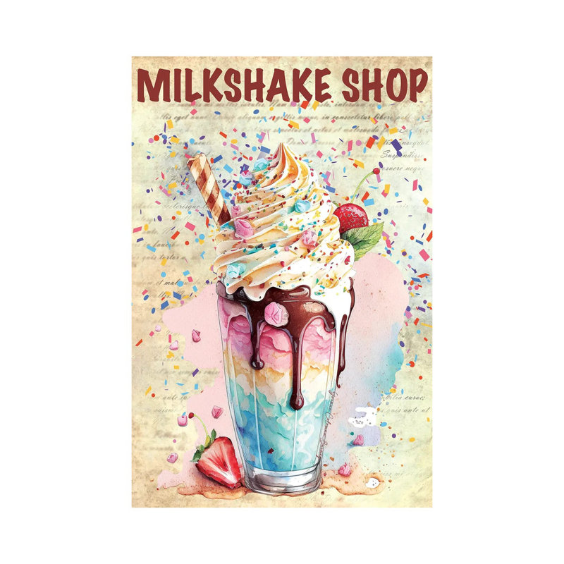 Milkshake Shop - reproduction d'art murale - toile encadrée, H 26 po x l 18 po, Toile tendue, Ne s’applique pas