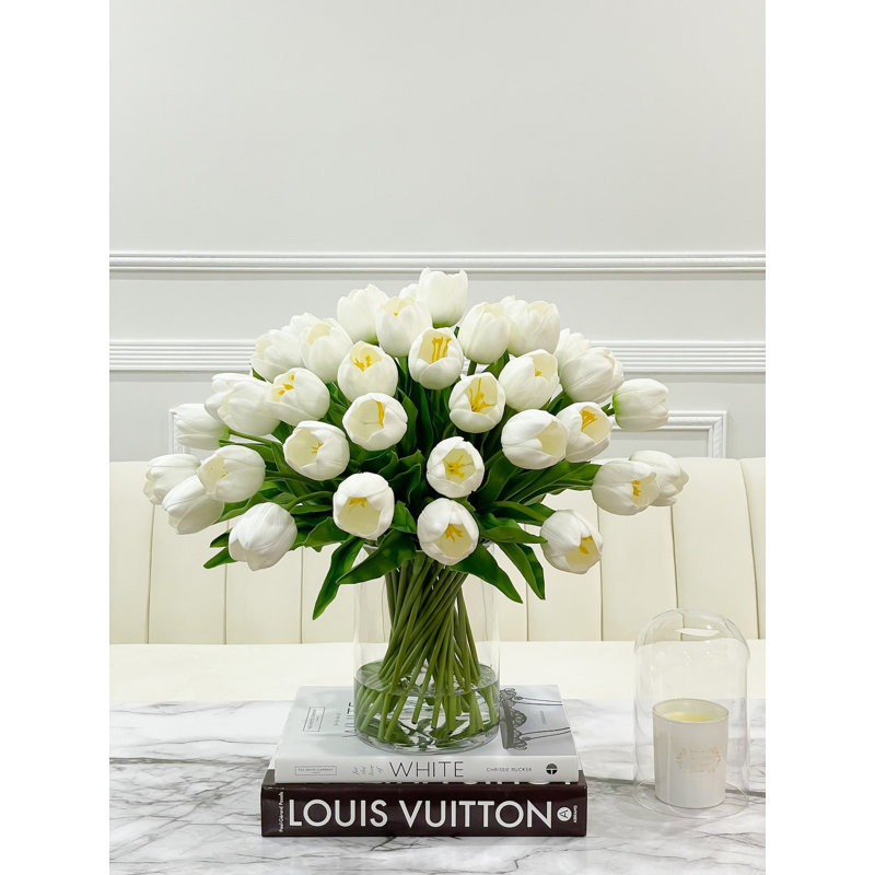 X-large 50 Tulip 19 Inch French Floral Arrangement In Vase