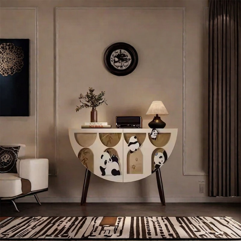 Armoire semi-ronde en noyer avec deux portes