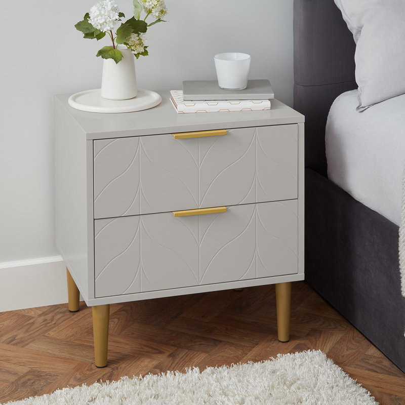 Adams 50cm W Manufactured Wood Bedside Table, Grey, Individual