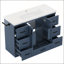 Meuble-lavabo autoportant de 48 po avec plateau en céramique, 7 tiroirs, portes à panneaux en X et barre à serviettes latérale bleu marine 48 po