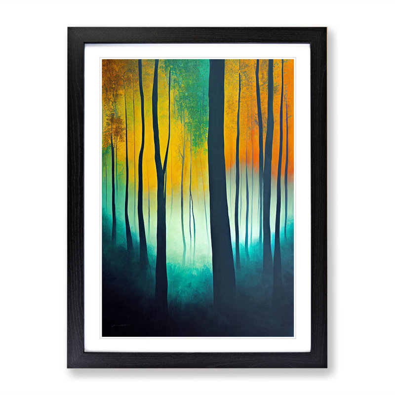 Vibrant Forest No.4 - Wall Art, 48cm H x 36cm W, Black Framed Paper, White