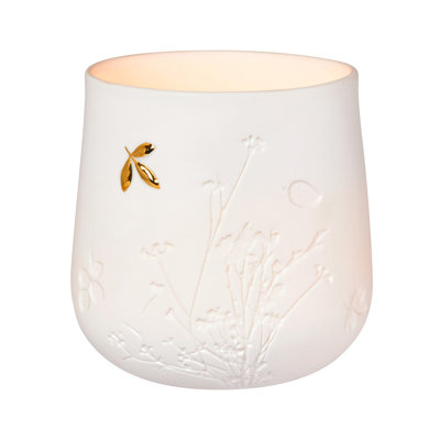 Porcelain Stories Tealight Holder - Gold Floating Leaf