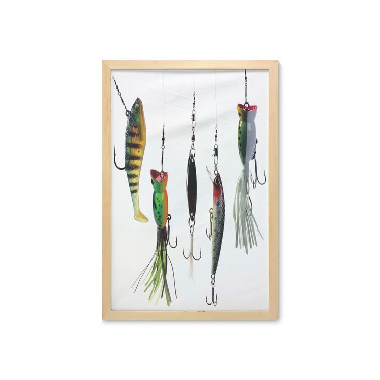 Various Type of Fishing Baits Hobby Leisure Passtime Sports Hooks Catch Elements - Picture Frame Painting Print On Fabric East Urban Home