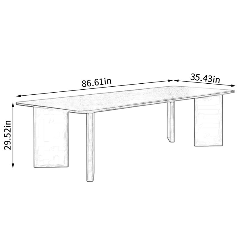 Ash Solid Wood Dining Table, 35.43" W x 86.61" L