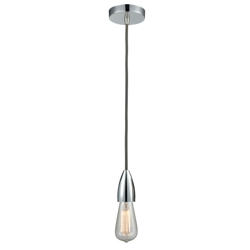 Luminaire suspendu à 1 lumière Cecile, Chrome poli / Gris