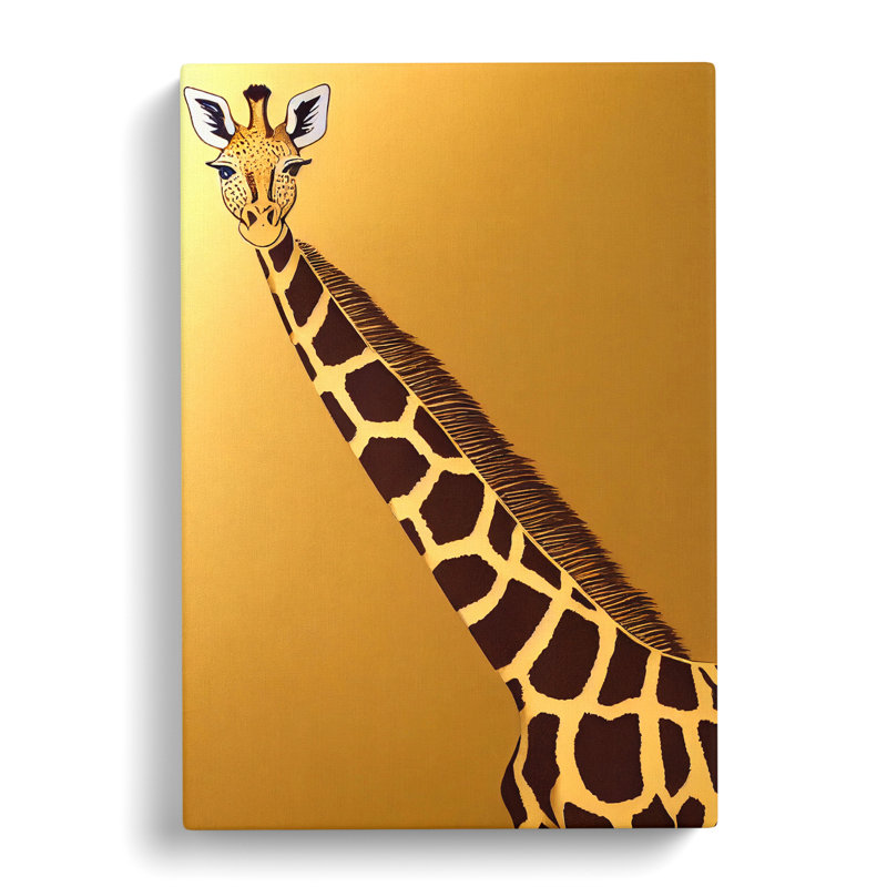 Giraffe Gold Leaf - Wall Art, 60cm H x 40cm W x 3cm D, Wrapped Canvas, No Matte