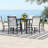 Metal Outdoor Table, Round Table for 6 with Umbrella Hole, Patio Table with Modern Minimalist Design-32091680-32091708