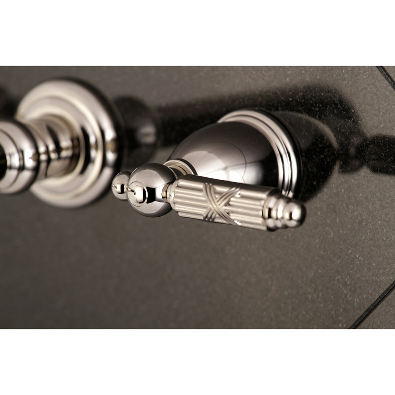 Kingston Brass Georgian Two-Handle 3-Hole Wall Mount Bathroom Faucet, Polished Nickel