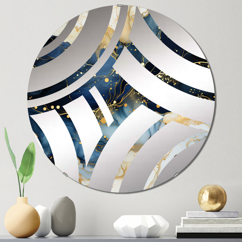Miroir décoratif à motif de centre céleste or et bleu, 31,4 po x 31,4 po