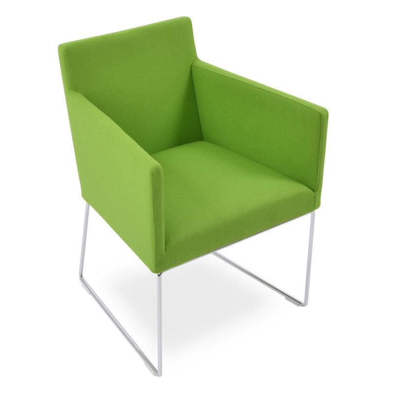 Harput Sled Wire Upholstered Arm Chair, Camira Wool Pistachio