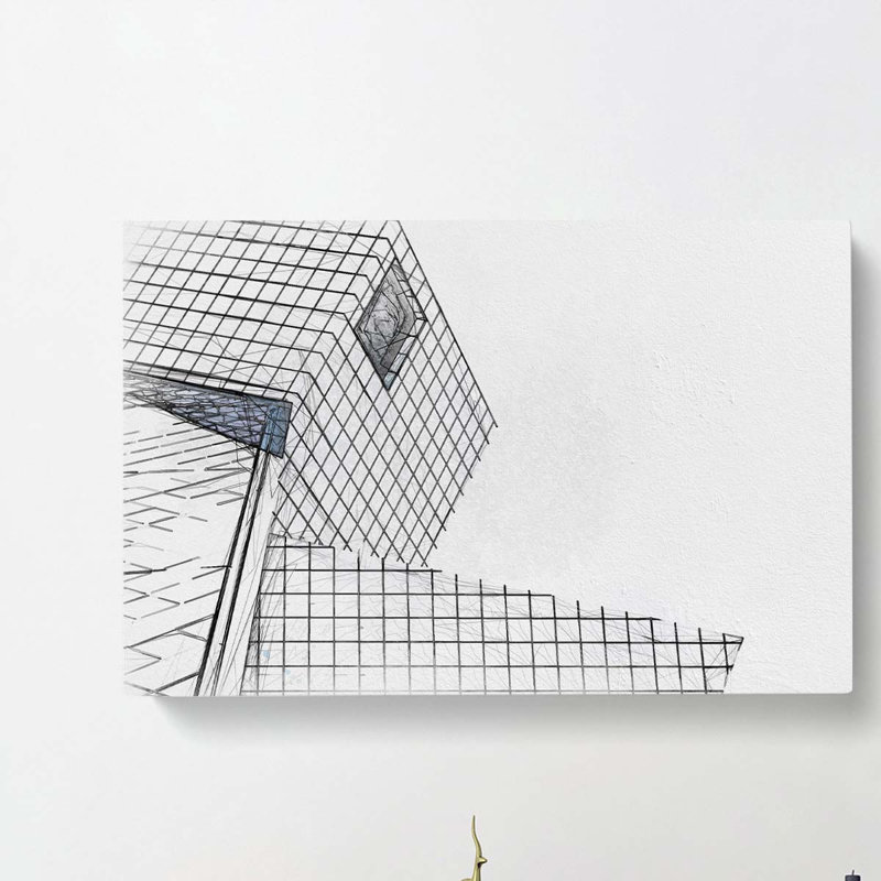 Architecture Sketch Vol.29 in Abstract - Wrapped Canvas Drawing Print, 60cm H x 91cm W x 3cm D