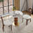 Modern Round 33.5" Dining Table Sintered Stone Table Wooden Leg Gold Base 2 Person 150Lbs Capacity-343050081