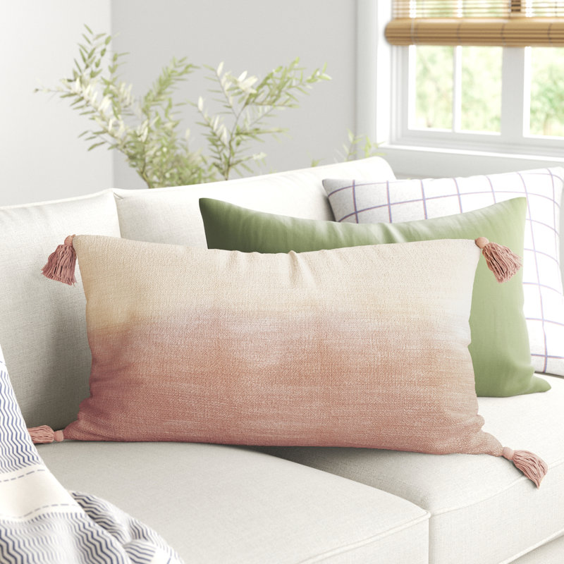 Ombre Tasseled Throw Pillow, 22"  x 22", Pink