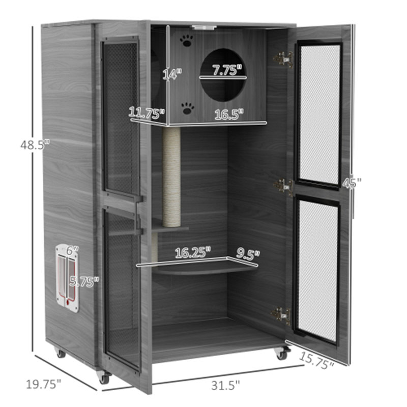 Maison pour chat de luxe avec roues